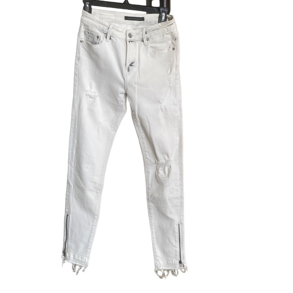 Bleach Distressed Cult Of Individuality Jeans With Zipper Hems Size 25